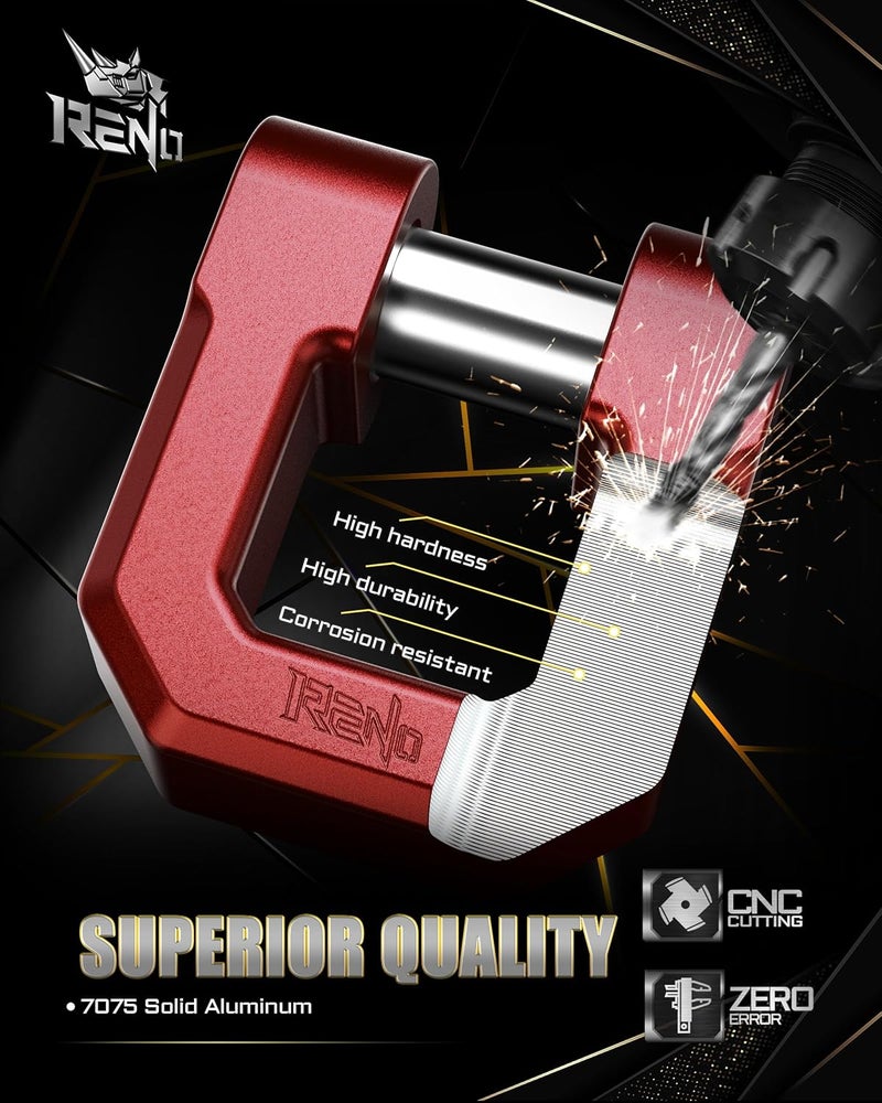 Reno 3/4" D Ring Shackle, 68,000 lbs Break Strength with 7/8" Inch Pin Universal Use with Tow Strap Winch for Off-Road Truck ATV UTV SUV Recovery Towing Trailer (Aluminum, 2 Pack, Red) - Image 2